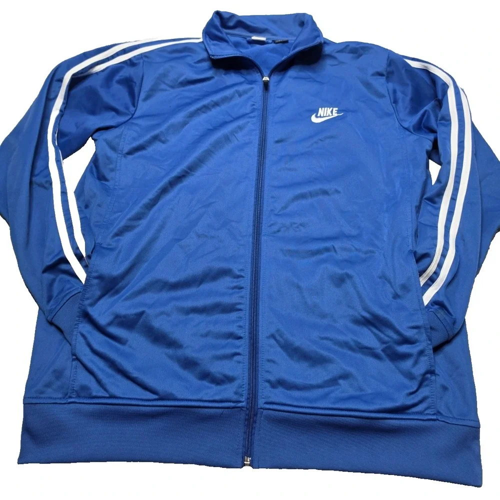Nike Track Jacket Mens Medium Blue White Striped Full Zip Sportswear